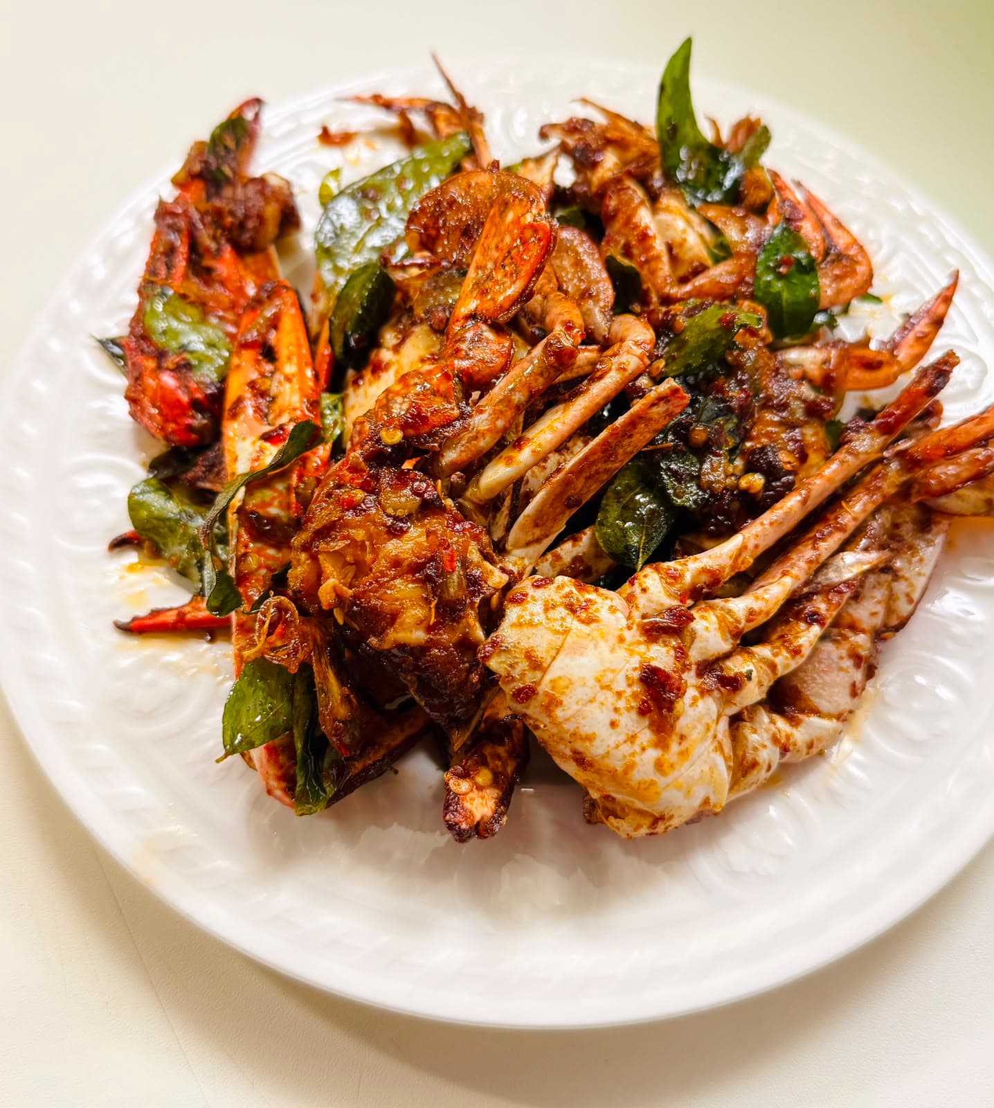 Supplied Chamo's Kitchen crab curry photograph.